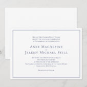 Faire carte d'invitation de mariage Navy avec bord (Devant / Derrière)