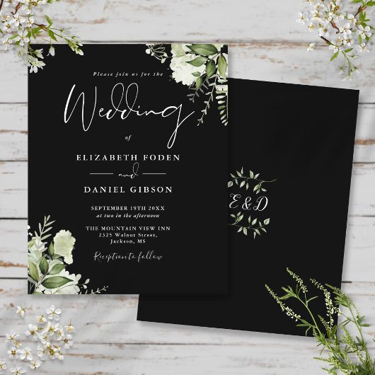 Faire carte d'invitation de mariage noir blanc ave