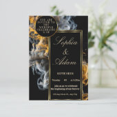 Faire carte d'invitation de mariage noir et or (Debout devant)