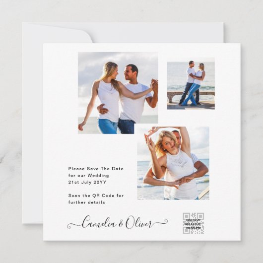 Faire carte d'invitation de mariage photo en blanc (Devant)