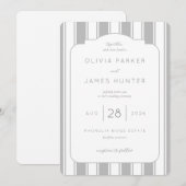 Faire carte d'invitation de mariage rayée grise (Devant / Derrière)
