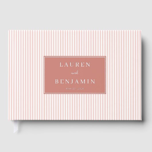 Faire carte d'invitation de mariage rayée rose élé (Recto)