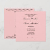 Faire carte d'invitation de mariage rose (Devant / Derrière)