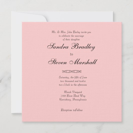 Faire carte d'invitation de mariage rose (Devant)
