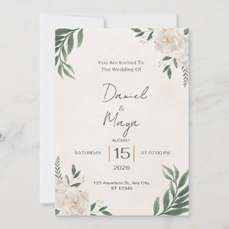 Faire carte d'invitation de mariage Rose blanche 5