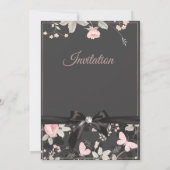 Faire carte d'invitation de mariage, rose, ruban,  (Dos)