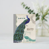Faire carte d'invitation de mariage vintage Peacoc (Debout devant)