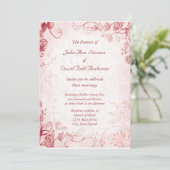 Faire carte d'invitation de mariage vintage rose e (Debout devant)