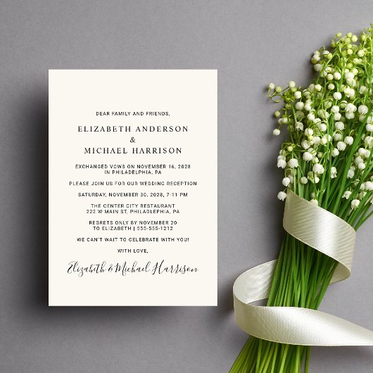 Faire carte d'invitation de réception de mariage à