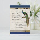 Faire carte d'invitation Mariage Paon Vintage 6 (Debout devant)