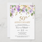 Faire carte d'invitation pour 50 ans de mariage or (Devant)