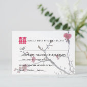 Faire carte double bonheur Sakura RSVP (Debout devant)