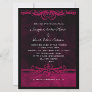 Faire Cartes de Mariage Noir et Rose en Dentelle