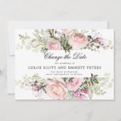 Faire changer la date Rose Floral Faire-part de ma (Devant)