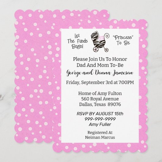 Faire commencer les fonds “PRINCESSE” Invitation (Devant / Derrière)