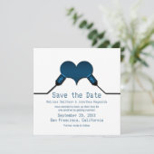 Faire connexion USB Invitation Save the Date, Bleu (Debout devant)