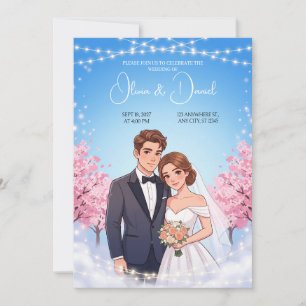 Faire Conte Animé Mariée Marié Invitation de Maria