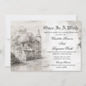 Faire conte Château Invitation de mariage vintage (Devant)