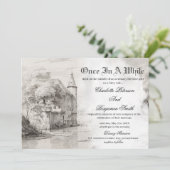 Faire conte Château Invitation de mariage vintage (Debout devant)