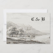 Faire conte Château Invitation de mariage vintage (Dos)