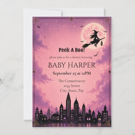 Faire Coucou Invitation pour Baby Shower Halloween (Devant)