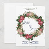 Faire couronne de roses Invitation de mariage (Devant / Derrière)