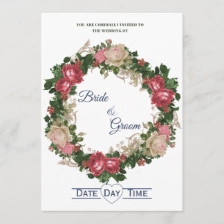 Faire couronne de roses Invitation de mariage