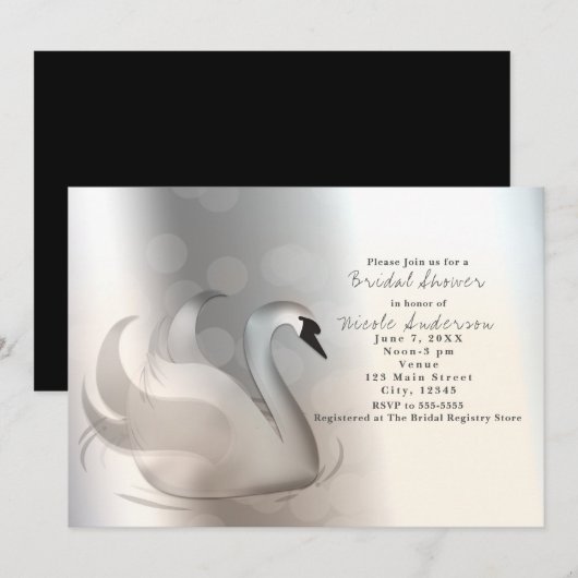 Faire cygne argent chic élégant invitations (Devant / Derrière)