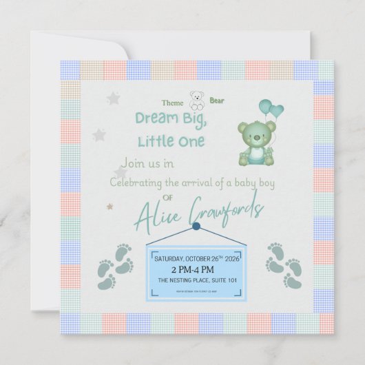 Faire de grands rêves, petit bébé Invitation à la (Devant)