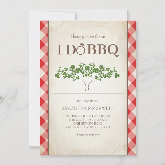 Faire des invitations de mariage BBQ motif gingham (Devant)