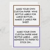 FAIRE DU PAPIER PERSONNALISÉ BOUTEILLE DE VIN ÉTIQ (Devant / Derrière)