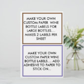 FAIRE DU PAPIER PERSONNALISÉ BOUTEILLE DE VIN ÉTIQ (Debout devant)