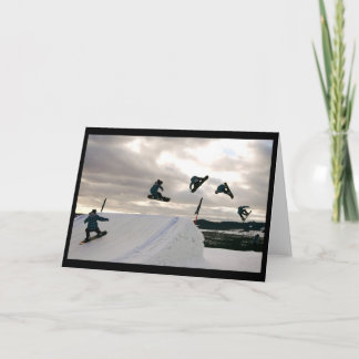 Faire du surf des neiges la carte de voeux de