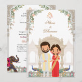 Faire Élégante Invitation de Mariage Indienne (Devant / Derrière)