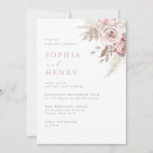 Faire et Douce Invitation de Mariage Florale Rose (Devant)