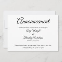 Faire et Simple Faire-Part de Mariage Reporté