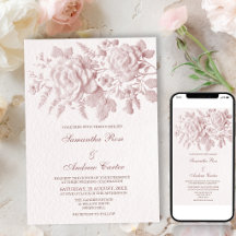 Faire Faire Invitation de Mariage Florale Rose Fau