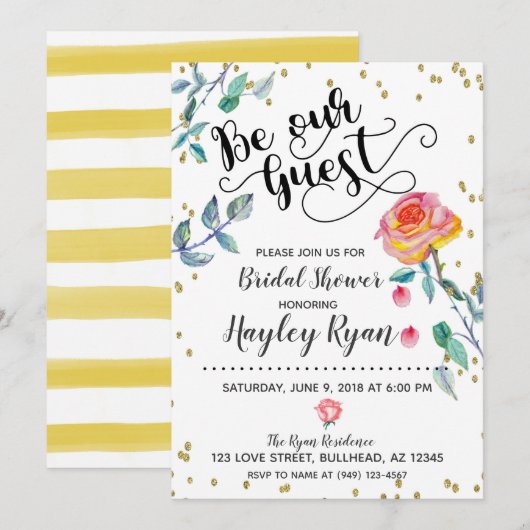 Faire Fête de Mariage Invitation à l'aquarelle (Devant / Derrière)