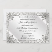 Faire Fleurir Argent Invitation 25e Anniversaire d (Dos)