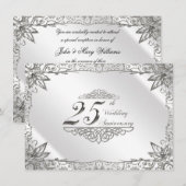 Faire Fleurir Argent Invitation 25e Anniversaire d (Devant / Derrière)
