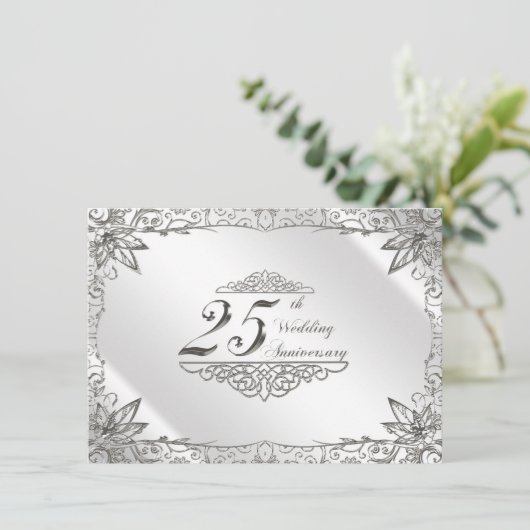 Faire Fleurir Argent Invitation 25e Anniversaire d (Debout devant)