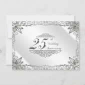 Faire Fleurir Argent Invitation 25e Anniversaire d (Devant)