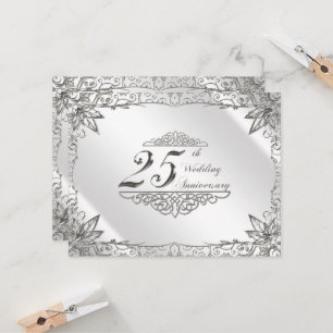 Faire Fleurir Argent Invitation 25ème Anniversaire