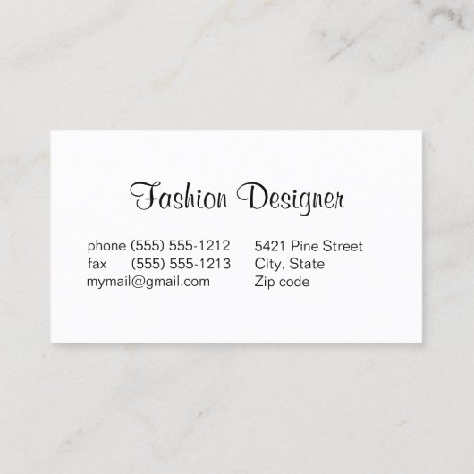 Faire fonctionner le Carte de visite de mode (Dos)