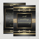 Faire invitation anniversaire de mariage or/noir (Devant / Derrière)
