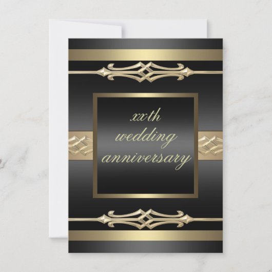 Faire invitation anniversaire de mariage or/noir (Devant)