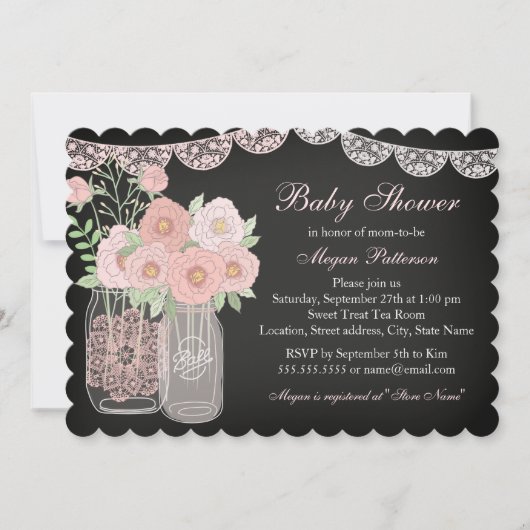 Faire invitation Baby Shower avec un pot Mason et  (Devant)