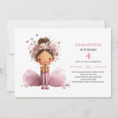 Faire invitation d'anniversaire Fille Fée Mignonne (Devant)