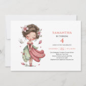 Faire invitation d'anniversaire Fille Fée Rose pâl (Devant)