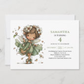 Faire invitation d'anniversaire vert sauge de peti (Devant)